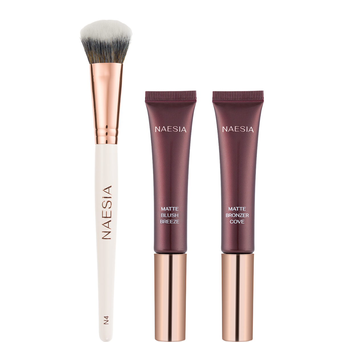 Set Fard de Obraz Lichid, Bronzer Lichid Mat si Pensula N4