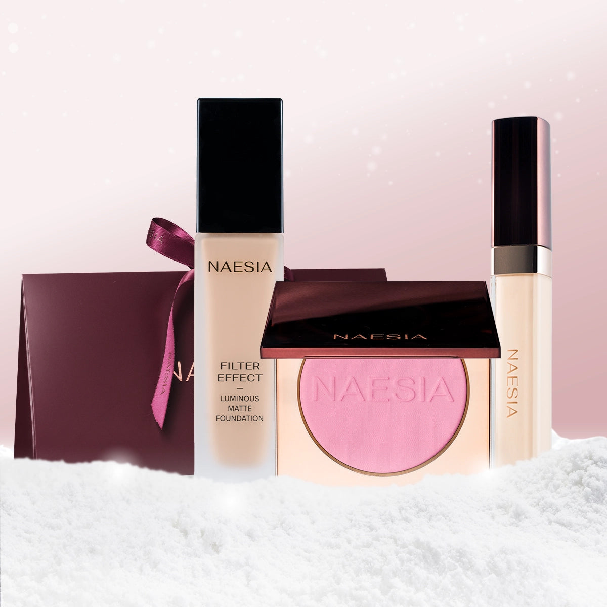 Set Cadou Corector, Fond de Ten si Fard de Obraz Compact cu Sclipici