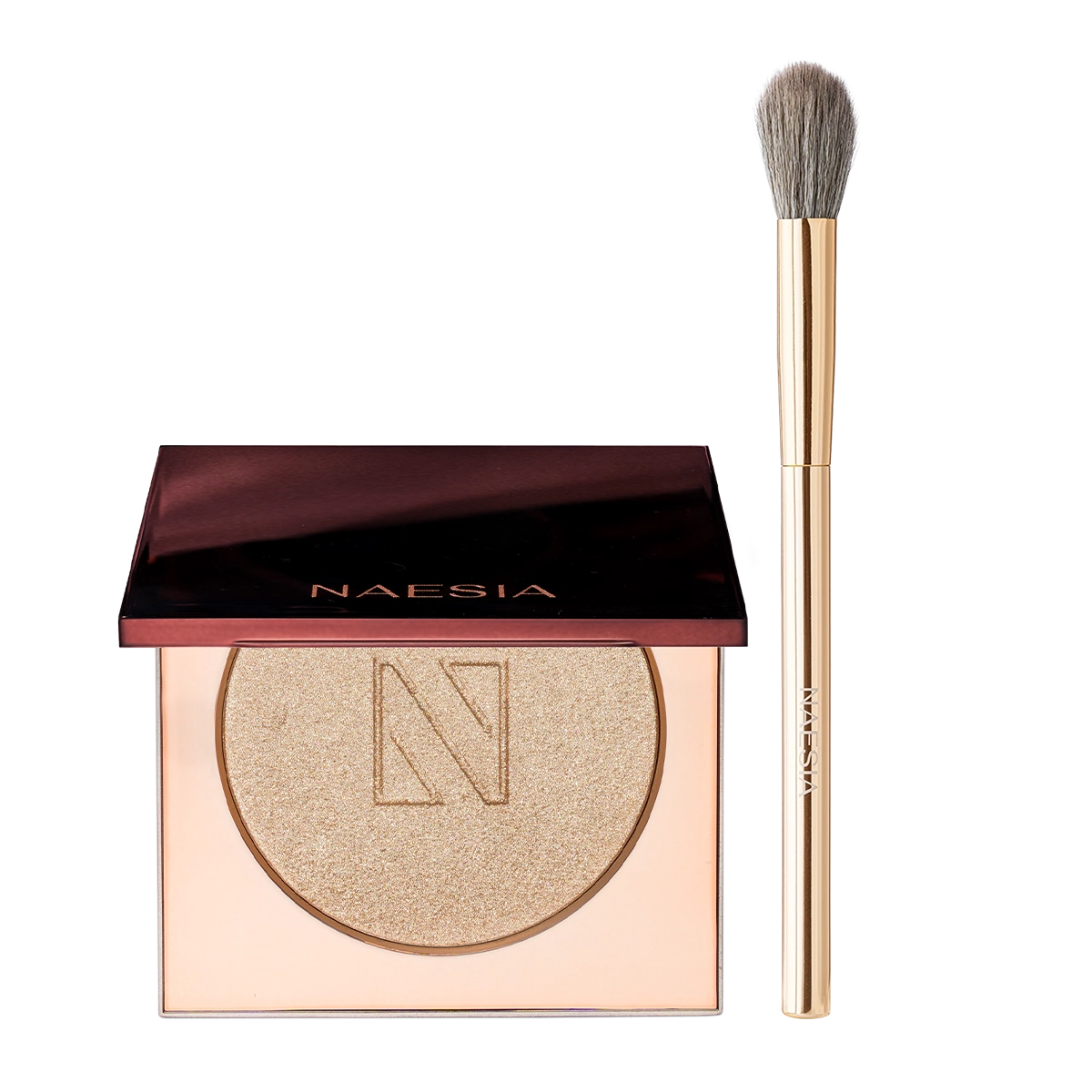 Set Iluminator Pudra Sunlit Veil Baked - Quartz Glow si Pensula Machiaj FILTER EFFECT for Highlighter