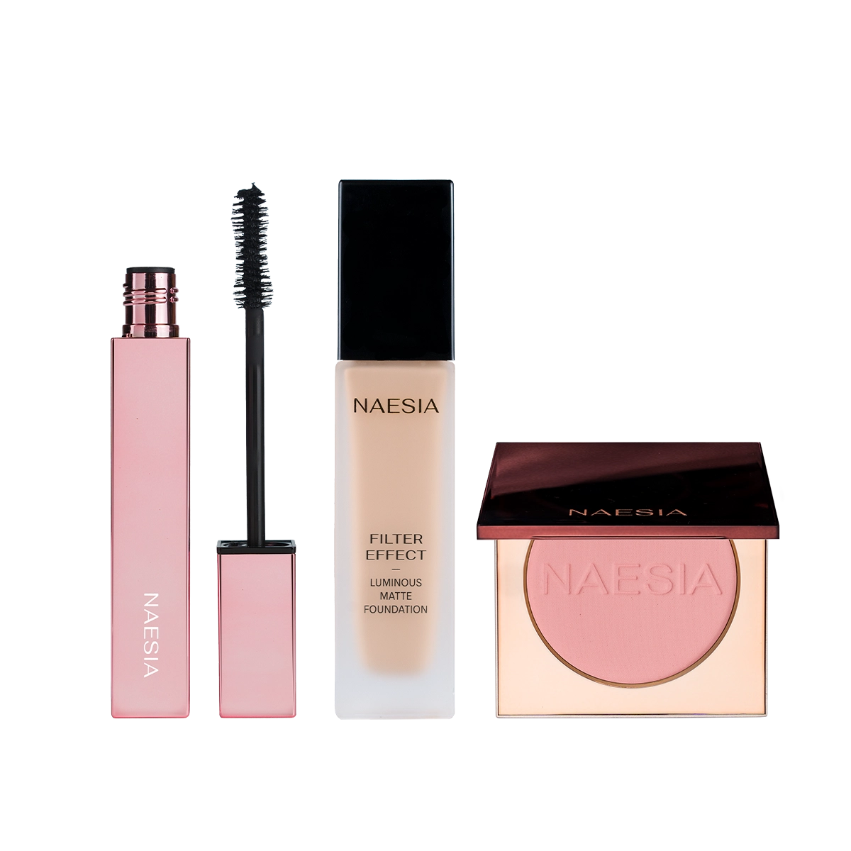 Set Fond de Ten, Mascara si Fard de Obraz Mat cu Particule de Sclipici