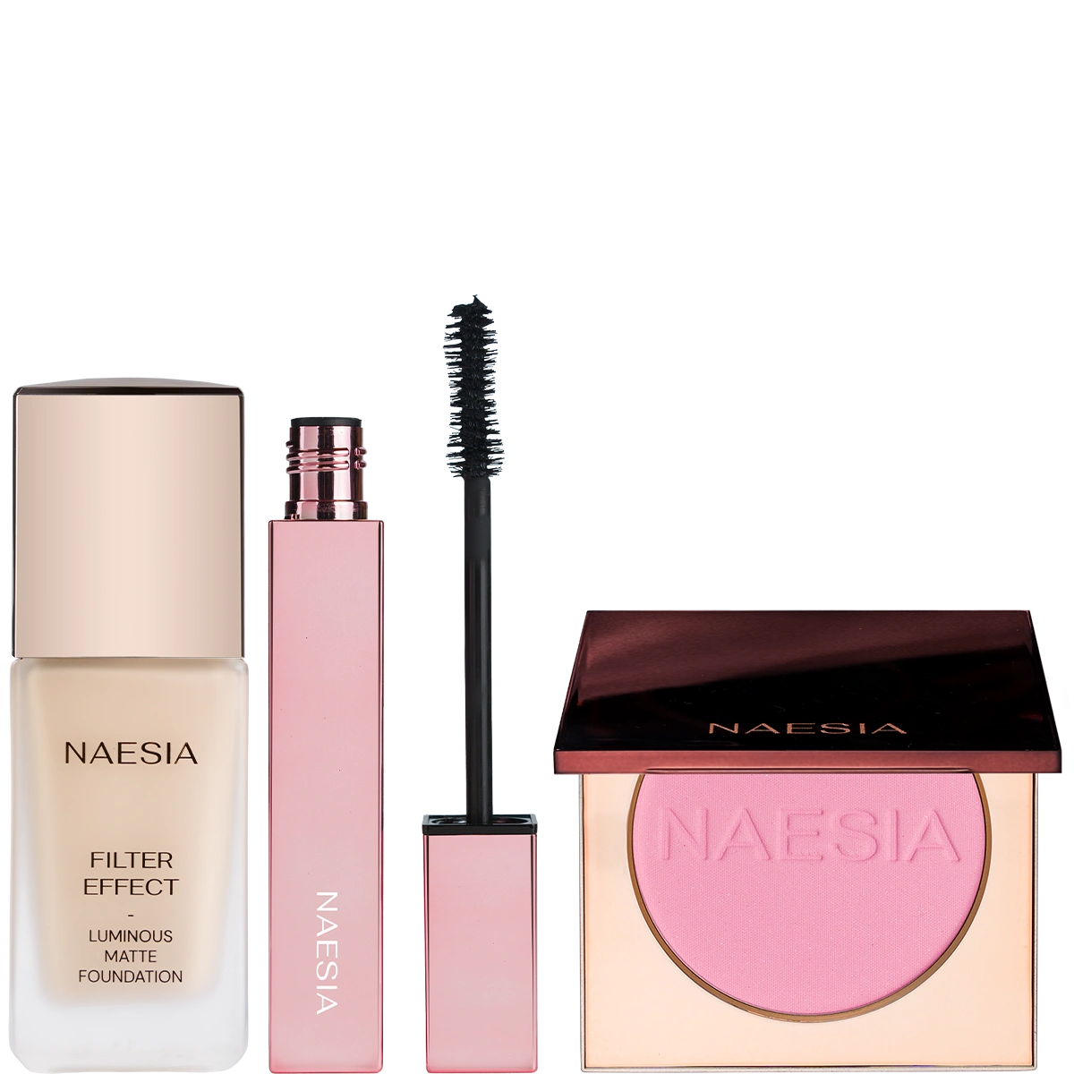 Set Fond de Ten, Mascara si Fard de Obraz Mat cu Particule de Sclipici