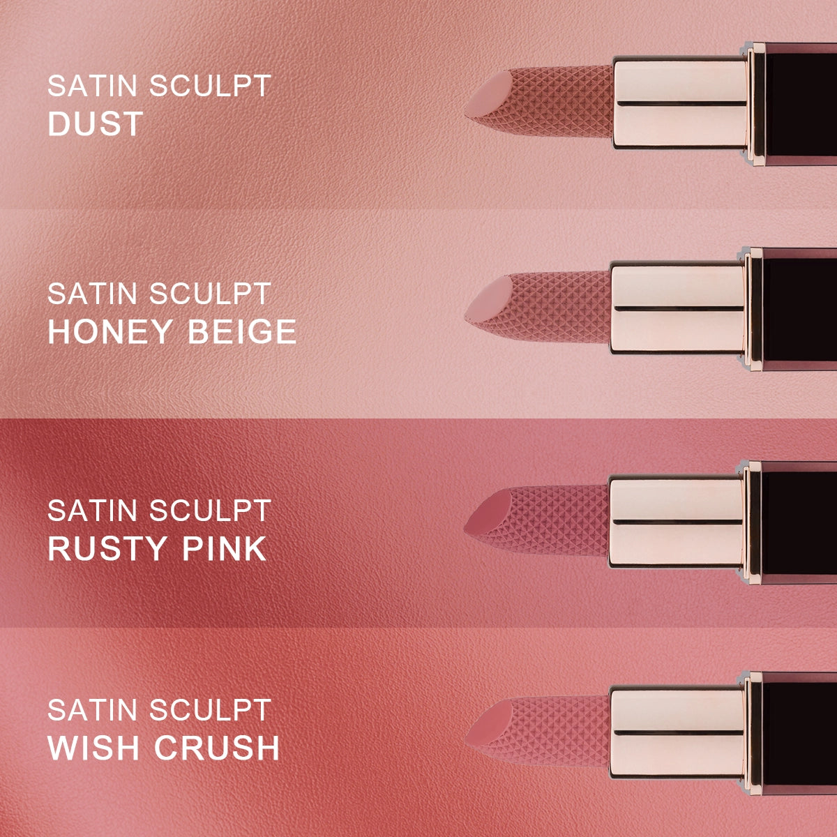 Set 4 Rujuri de Buze cu Finisaj Mat Satinat - Satin Sculpt Lipstick