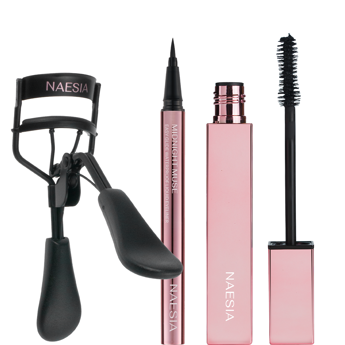 Set Eyeliner Lichid, Mascara si Cleste Profesional Pentru Curbarea Gen