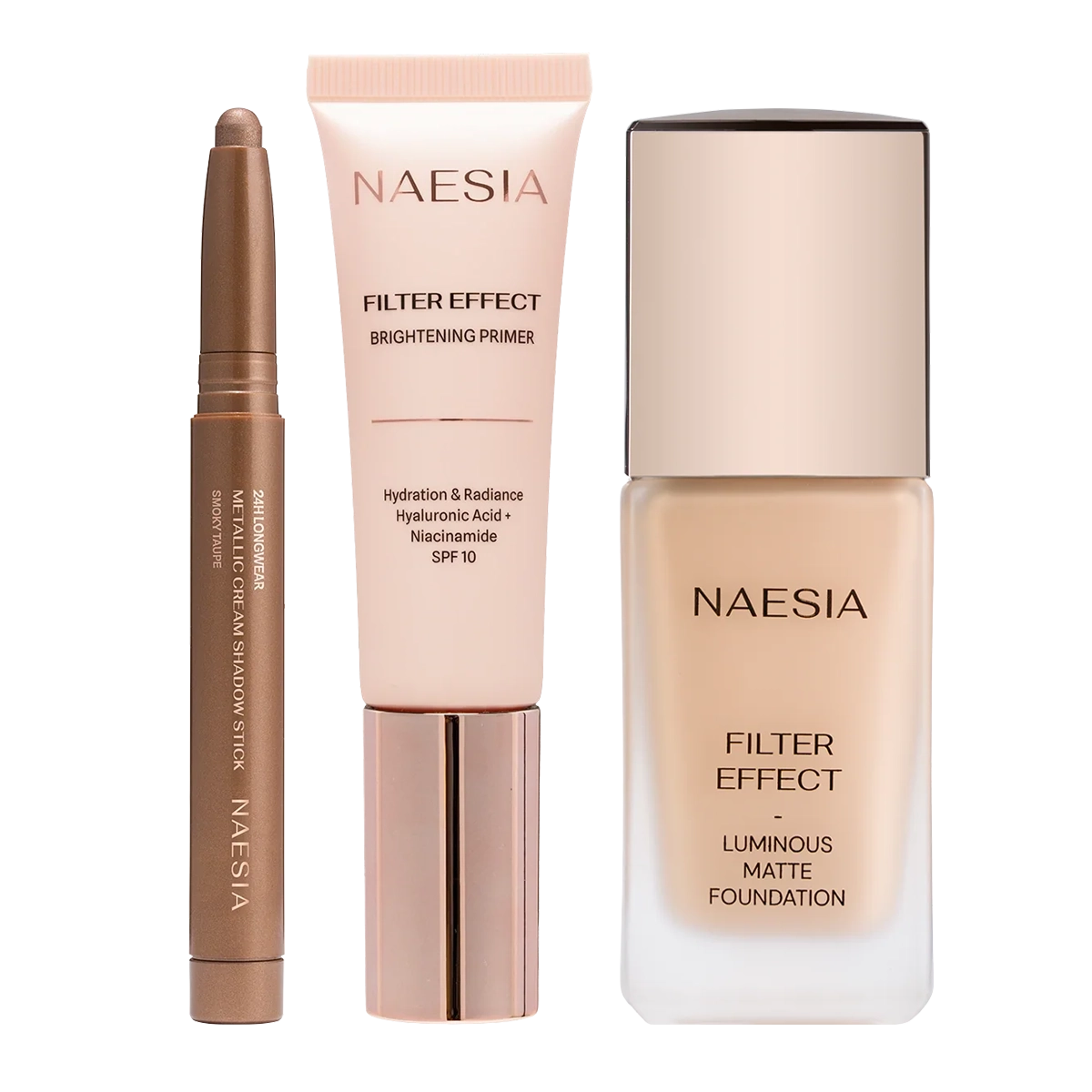 Set Primer Filter Effect Brightening SPF 10, Fond de Ten Filter Effect și Fard de Pleoape Stick Longwear