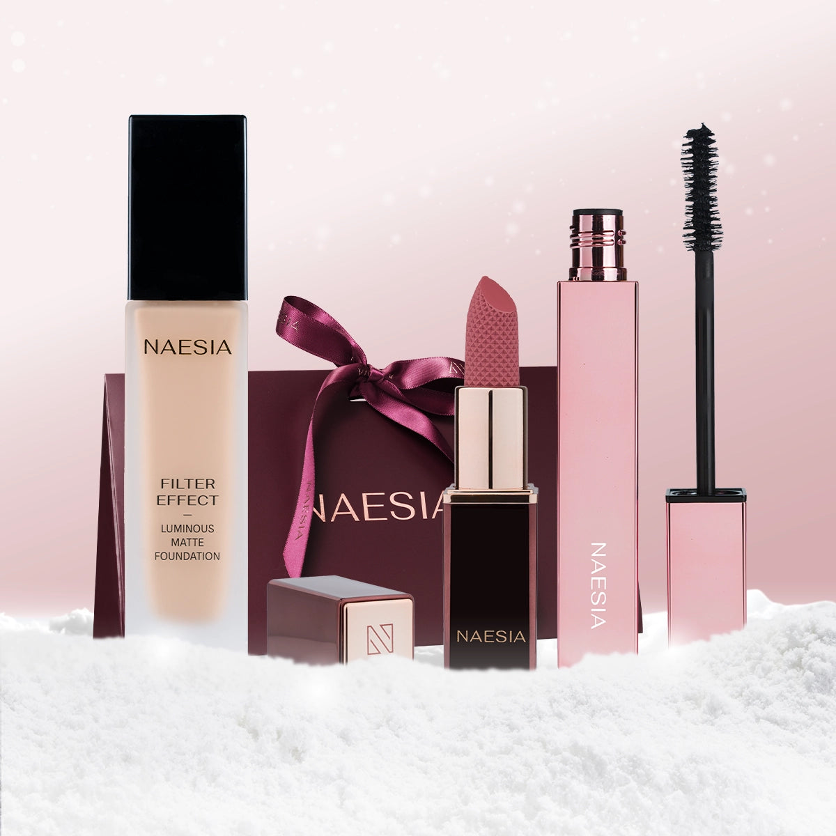 Set Cadou Fond de ten FILTER EFFECT, Ruj Mat-Satinat SATIN SCULPT și Mascara MIDNIGHT MUSE 3în1