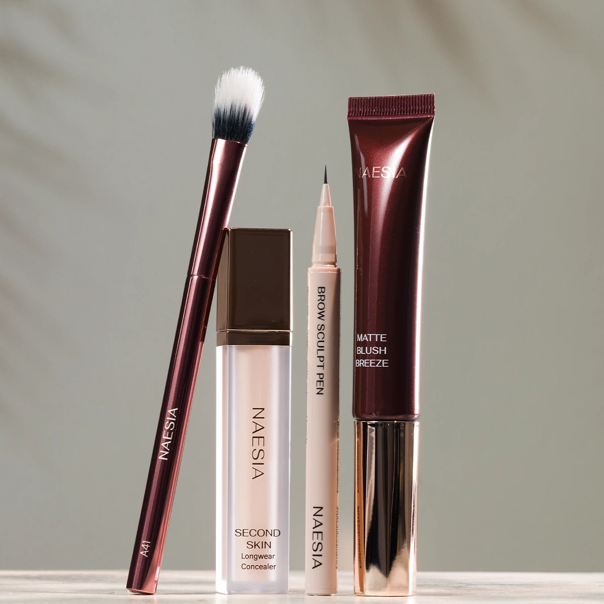 Naturally You Set - Set Second Skin Concealer, Fard de Obraz Lichid Matte Blush Breeze, Cariocă Sprâncene Brow Sculpt Pen și Pensula A41