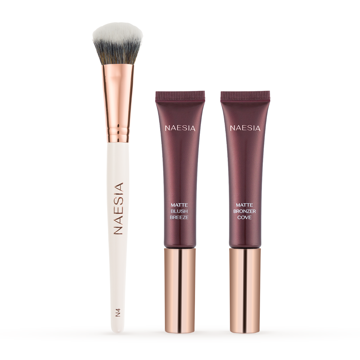 Set Fard de Obraz Lichid si Bronzer Lichid Mat + Pensulă Machiaj N4