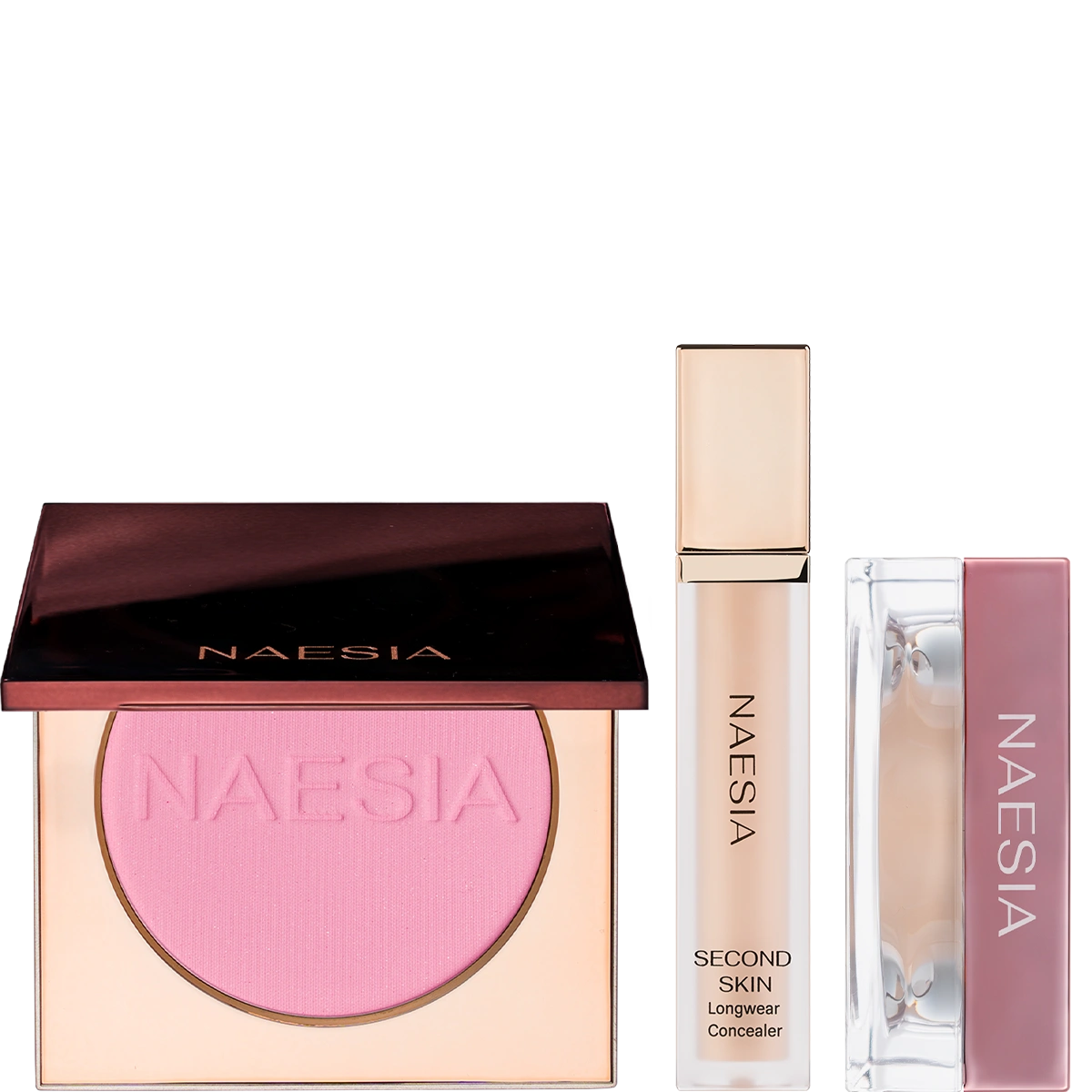 Set Second Skin Concealer, Pudra Pulbere Iluminatoare de Fixare Radiant si Fard de Obraz Mat cu Particule de Sclipici Blush Breeze