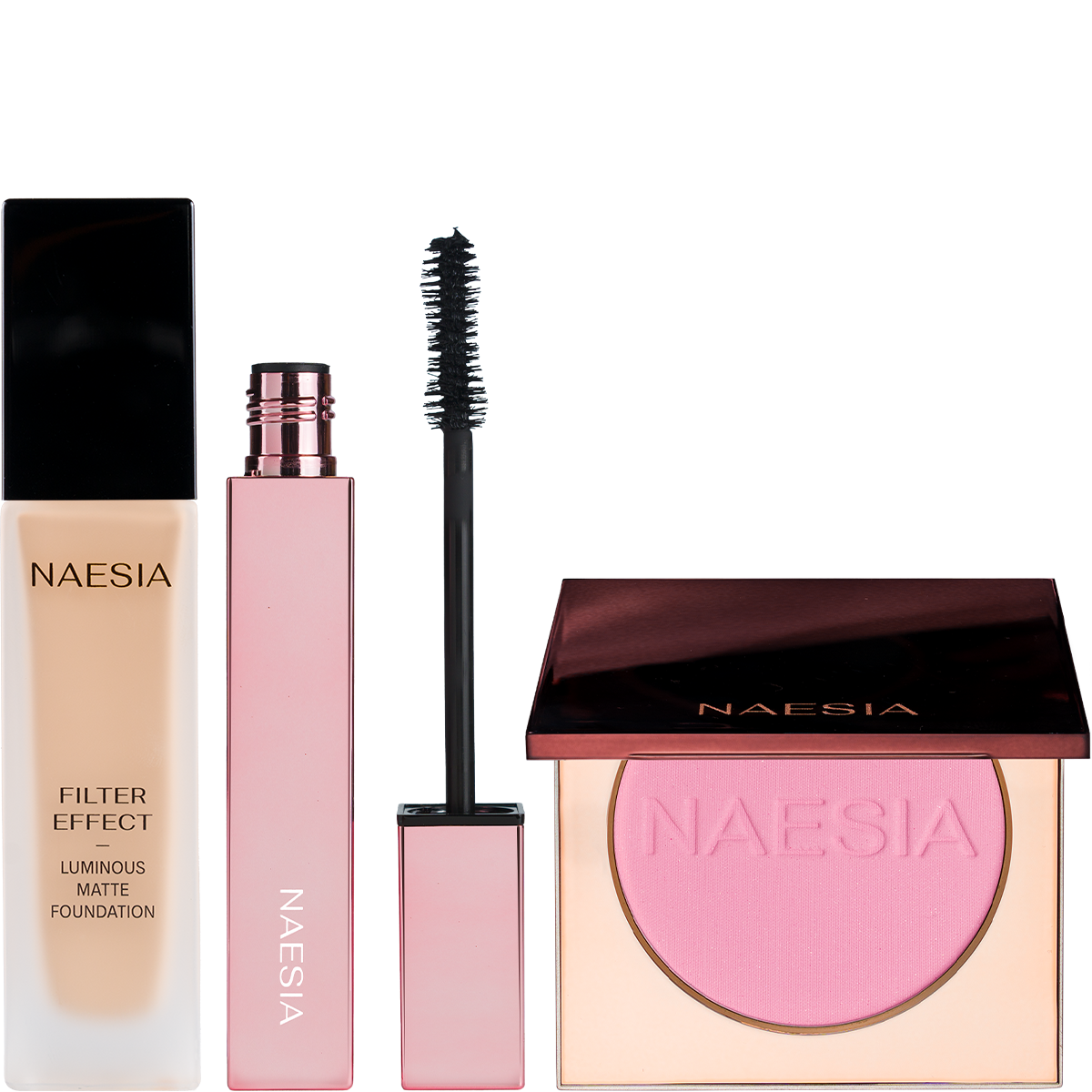 Set Fond de Ten, Mascara si Fard de Obraz Mat cu Particule de Sclipici
