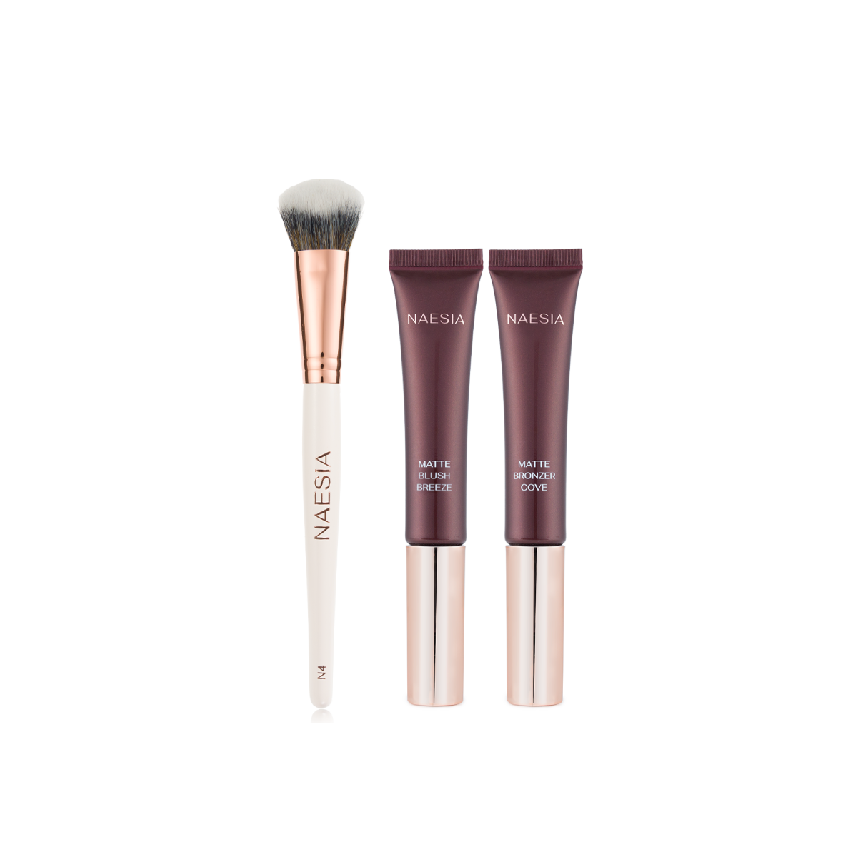 Set Fard de Obraz Lichid si Bronzer Lichid Mat + Pensulă Machiaj N4